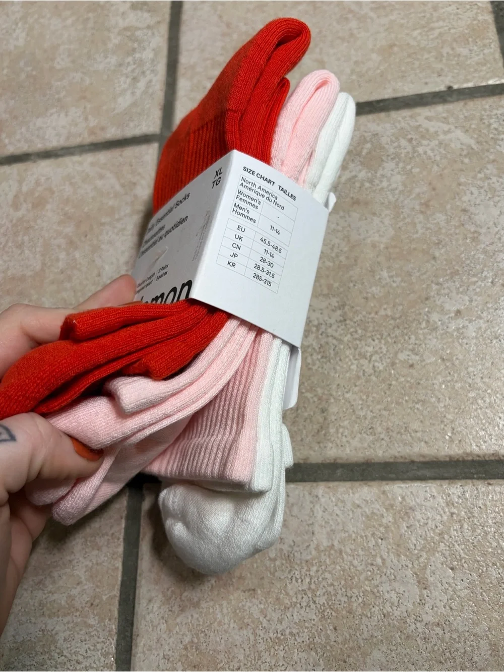NWT Lululemon Daily Essential Socks *3 Pack Quarter Length Cherry Ember/Pink/Wht